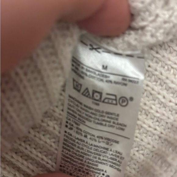 Preppy Banana Republic Cotton Raglan Fisherman Sweater Beige Chunky Sweater - Picture 4 of 6